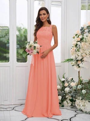 Elegant Pink A-Line Applique Chiffon Bridesmaid Dresses_9