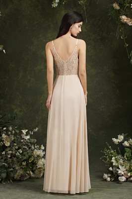 Simple Champagne Spaghetti Straps Sleeveless A-Line Satin Prom Dresses with Ruffles_7