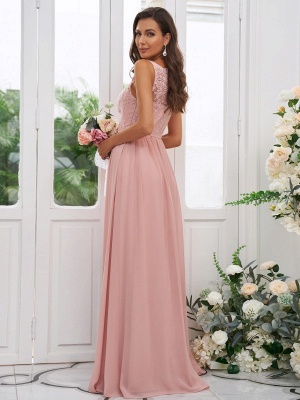 Elegant Pink A-Line Applique Chiffon Bridesmaid Dresses_3