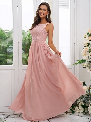 Elegant Pink A-Line Applique Chiffon Bridesmaid Dresses_4