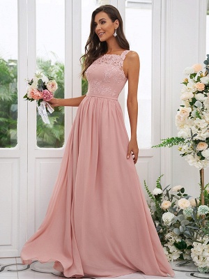 Elegant Pink A-Line Applique Chiffon Bridesmaid Dresses_2