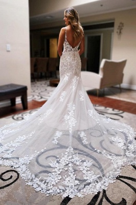 Fabulous Floor-Length Sleeveless Spaghetti Strap Sweetheart Chapel Mermaid Wedding Dresses_3