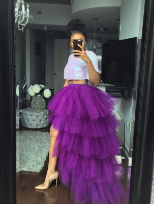 Stylish Garden Hi-Lo Tulle Ball Gown Dress Bustle with Ruffles_5