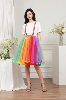 Youthful Garden Hi-Lo Tulle Ball Gown Dress Bustle with Ruffles_6