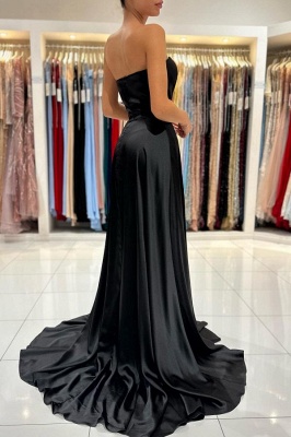 Charming Black Strapless Sweetheart Sleeveless Floor-Length Sleeveless Prom Dresses_3