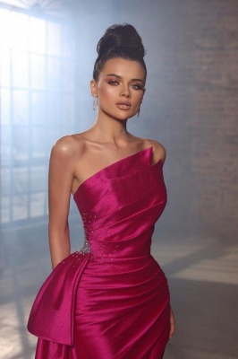 Charming Rosy Strapless Floor-Length Sleeveless Prom Dress with Ruffles_2