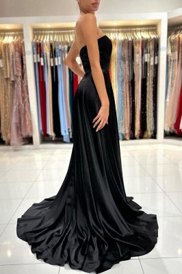 Charming Black Strapless Sweetheart Sleeveless Floor-Length Sleeveless Prom Dresses_6