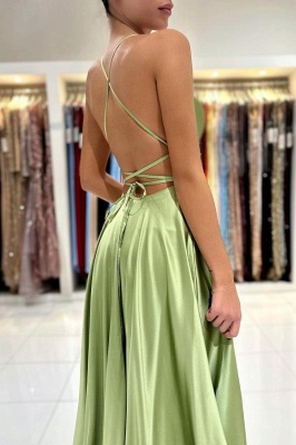Charming Green Halter Spaghetti Straps Floor-Length Sleeveless Stretch Satin Prom Dress_5