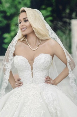 Charming Sweetheart Floor Length Sleeveless Lace Organza Ball Gown Wedding Dress_2