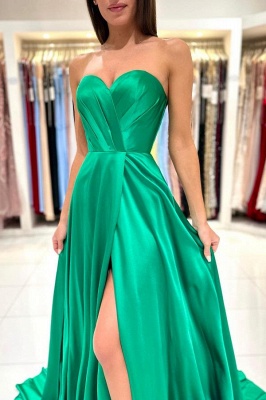 Exquisite Green A-Line Sleeveless Sweetheart Floor-Length Prom Dress with Ruffles_3