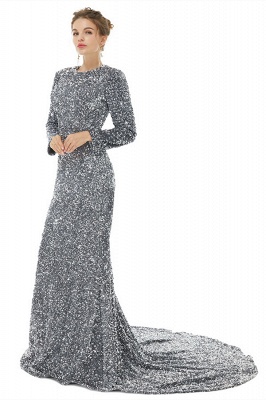 Charming Black Long Sleeves Sequins Jewel Prom Dress_3