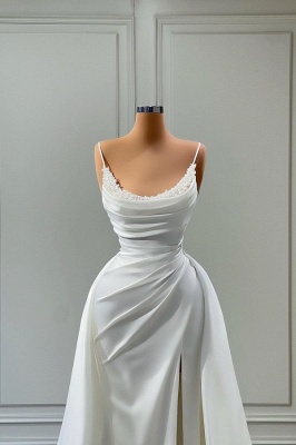 Elegant A-Line Spaghetti Strap Sleeveless Floor Length Prom Dress with Ruffles_2