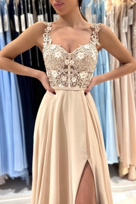 Elegant Straps Sleeveless A-Line Chiffon Prom Dress with Ruffles_7