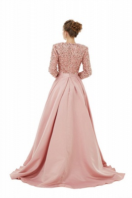 Charming Ruby V-Neck Long Sleeves A-line Prom Dress_4