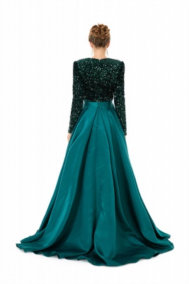 Charming Ruby V-Neck Long Sleeves A-line Prom Dress_11
