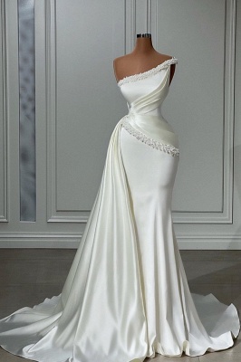 Charming One Shoulder Asymmetrical Beading Floor Length Satin Prom Dress