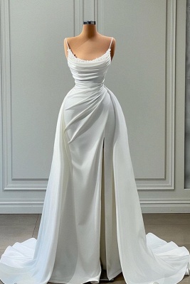 Elegant A-Line Spaghetti Strap Sleeveless Floor Length Prom Dress with Ruffles_1