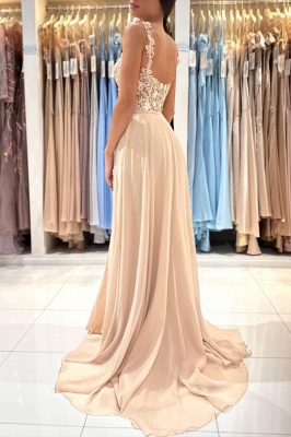 Elegant Straps Sleeveless A-Line Chiffon Prom Dress with Ruffles_6
