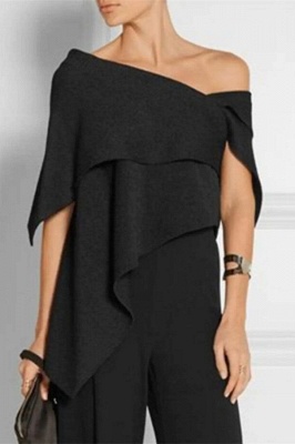 Charming Black Asymmetrical Sleeveless Floor Length Chiffon Jumpsuit Formal Dress_2