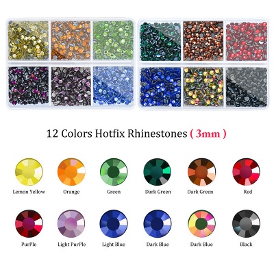 Liiouer 3mm Rhinestones for Crafts, 12 Colors Hotfix Flatback Colorful Resin Rhinestones for Tumblers Face Makeup, Bling Crystal Bulk  Rhinestones for Nails DIY Decoration_2