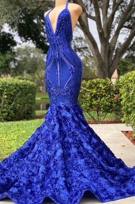 Elegant Halter Floor Length Sleeveless A-line Mermaid Prom Dress_1