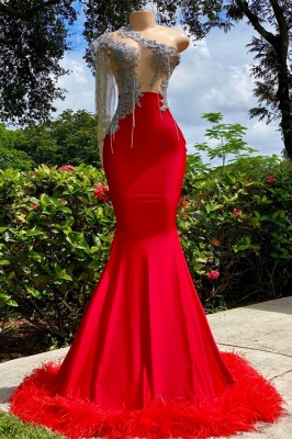 Charming Ruby Tassel Asymmetrical Satin Prom Dress with Ruffles_1