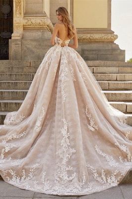 Elegant Champagne Sweetheart A-line Detachable Wedding Dress_2