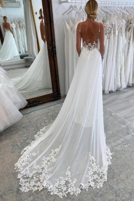 Gogeous sweetheart sleevesless A-line lace wedding dress_2