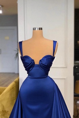 Royal Blue Straps Floor Length A-Line Sleeveless Satin Prom Dress_2