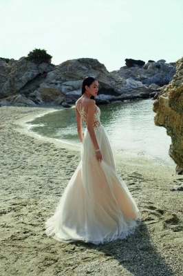 Elegant sweetheart sleeveless column lace wedding dress_2