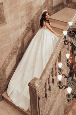 Charming Ivory Straps Sleeveless Ball Gown Wedding Dress_4