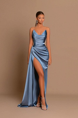 Charming Oceanblue Strapless Sleeveless Prom Dress with Ruffles_3