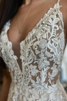 Noble spaghettistraps sleeveless aline lace wedding dress_3