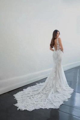 Sexy sweetheart sleeveless mermaid lace wedding dress_2