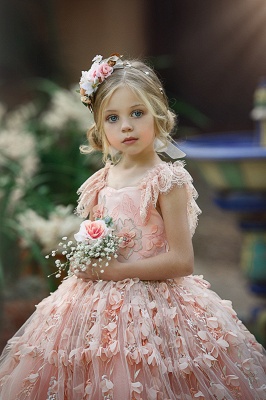 Cute sweetheart sleeveless ballgown lace Flower Girl Dress_3