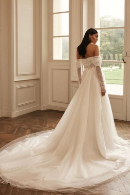 Luxury strapless longsleeves aline lightsilk Wedding dresses sequined_2