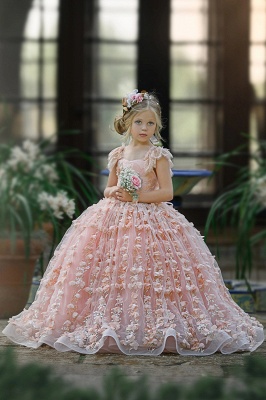 Cute sweetheart sleeveless ballgown lace Flower Girl Dress_1