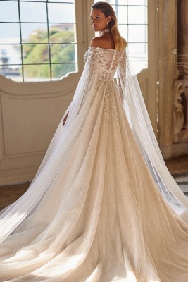 Luxury bateau longsleeves aline lace Wedding Dresses beading_4