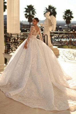 Noble sweetheart 3/4lengthsleeves ballgown lace wedding dress rhinestones_2