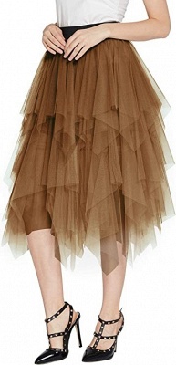 chic brown ballgown tealength tulle elasticated skirt_2