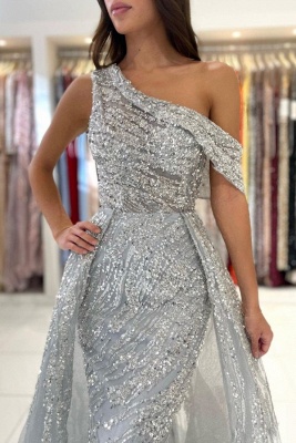 Noble oneshoulder sleeveless mermaid lace prom dress sequied_4