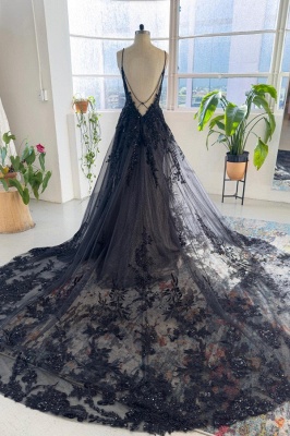 Unique spaghettistraps sleeveless aline lace Wedding Dress sequined_2