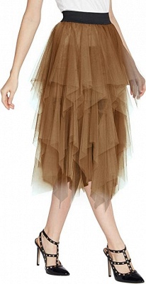 chic brown ballgown tealength tulle elasticated skirt_3