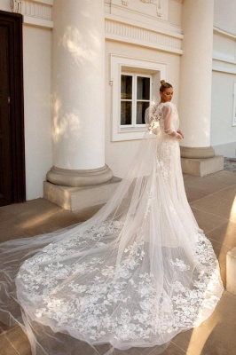 Noble sweetheart sleeveless mermaid lace Wedding dresses_3