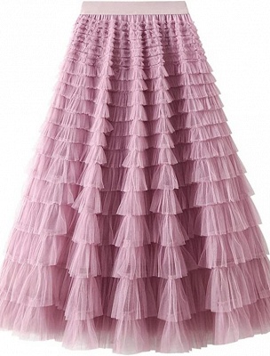 Purple chic ballgown tealength tulle elasticated skirt online_2