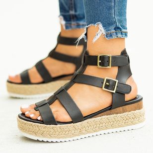 Women's Buckle Slingbacks Wedge Heel Sandals Platforms_3