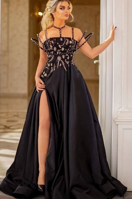 ZY010 Elegant Evening Dresses Long Lace Evening Dress Black Cheap_1