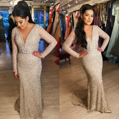 ZY009 Evening Dresses Long Glitter Cheap Prom Dresses With Sleeves_2