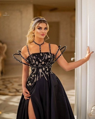 ZY010 Elegant Evening Dresses Long Lace Evening Dress Black Cheap_3
