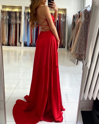 ZY027 Evening Dresses Long Red Simple Evening Dress Cheap Online_4